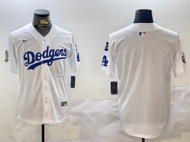 Los Angeles Dodgers Blank White 2024 World Series With Fernando Memorial Patch Home Limited Stitched Jersey